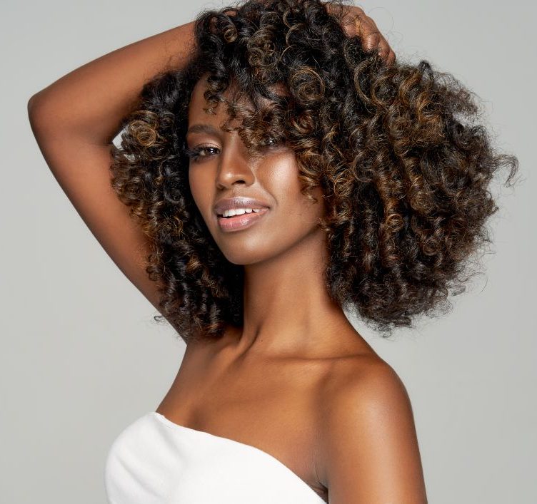 Woman with naturally curly hair